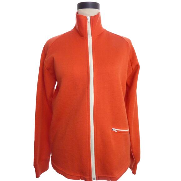 Vintage 70s Orange Zippered Jacket White Stag Speedo Japan Size Small S Retro - Picture 1 of 6